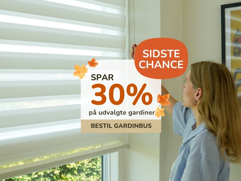 Sidste chance for 30% rabat på udvalgte gardiner